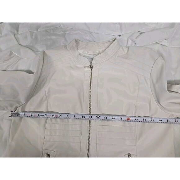 New York & Company Faux Leather Moto Full-Zip Jacket Light Beige Women’s Size XL - Picture 8 of 10